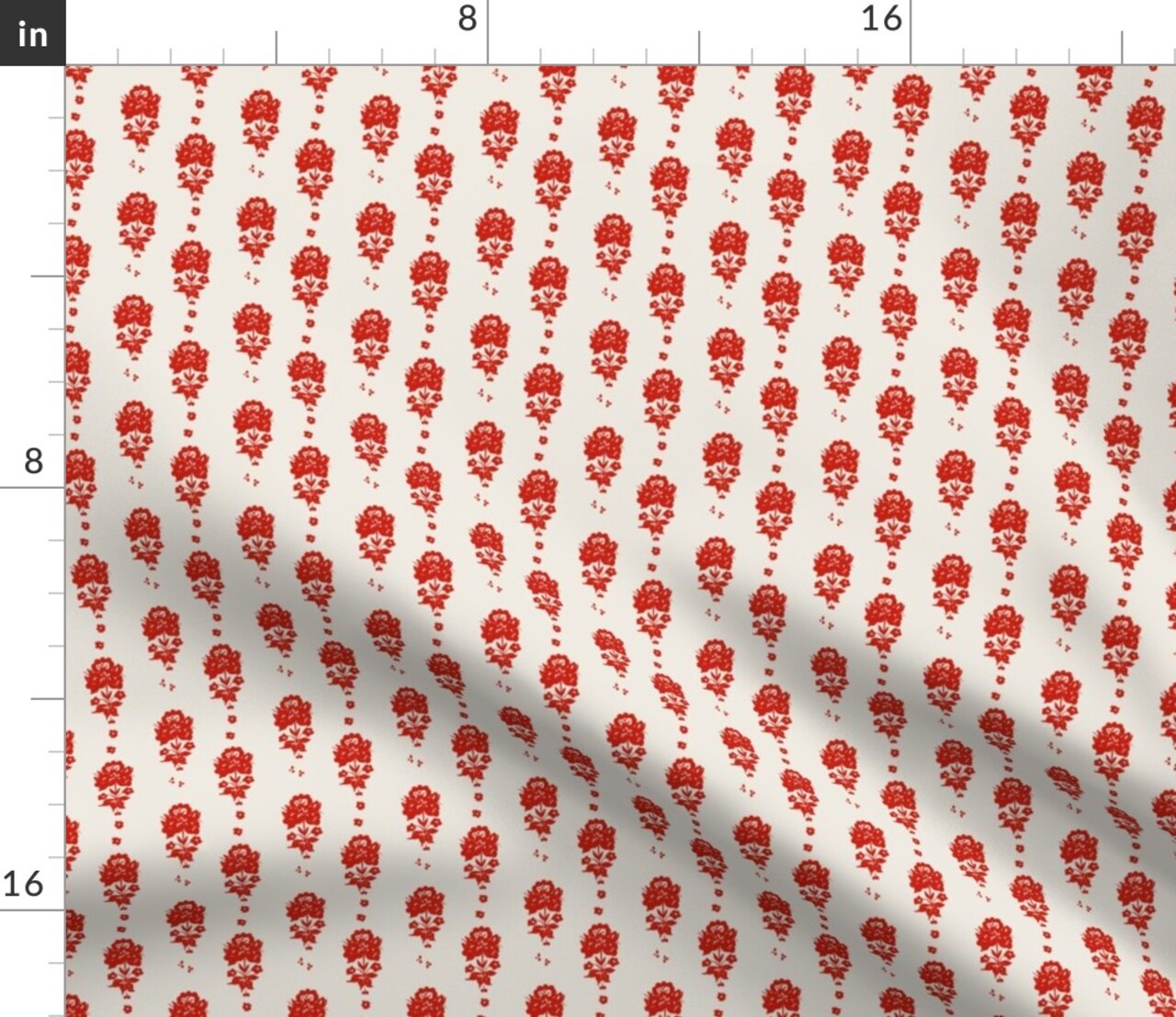 Traditional Floral Flowers Garden Botanical Block Print Boho Bohemian Eclectic Classic Red Holiday Christmas Global Indie Custom Printed Fabric by Spoonflower Various Fabrics by the Yard or Fat Quarter 12400623